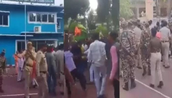 বাংলাদেশের পতাকায় ভারতীয় উগ্রবাদীদের আগুন,ঢাকার কড়া প্রতিবাদ